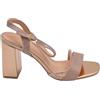 Malu Shoes Scarpe Sandalo Donna Oro Rosa Pelle con Fasce a Incrocio satinate e Chiusura alla Caviglia Sling Back Tacco Largo 5cm