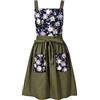 Pinknoke Grembiule vintage da donna, con tasche, grazioso, floreale, per cucina, cucina, cottura al forno, giardinaggio, Verde oliva, Medium