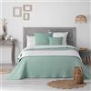 Douceur d'Intérieur, Runner Trapuntato 80 X 180 cm Microfibra Bicolore Mellow Chic Menta/Bianco, 100% Poliestere