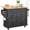 VEVOR Carrello da Cucina, Carrelli Mobili, Piano Ribaltabile in Legno 1100 mm con Mobiletto Portaoggetti, Tavolo con Rotelle, Porta Spezie e Asciugamani, Cassetto Ganci, Isole Portatili, Nero