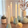 hellum candele LED a bastoncino, 4 pezzi candele LED con timer crema, a fiamma tremolante, con telecomando, funzione timer batteria 24,5 x 2,2cm 525236