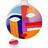 GILDE Vaso decorativo con motivo viso, vaso per il viso, in ceramica, decorazione per il soggiorno, regalo di compleanno, multicolore, altezza 34,5 cm