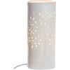 GILDE Lampada da tavolo in porcellana bianca, motivo albero della vita, altezza 28 cm, elegante illuminazione decorazione soggiorno camera da letto