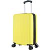 R.Leone Valigia 55x35x25 cm Trolley Bagaglio a mano 4 Ruote in ABS Air Asia, Air France, Ita airways, KLM, EasyJet, Ryanair 318 (Giallo, Valigia 55x35x25 cm)