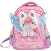 Colourbook Zaino Scuola Bambina Unicorno, 30L, Rosa e Lilla, Peluche 3D con Ali Iridescenti, Multitasche, Schienale Imbottito, 35x45x20 cm