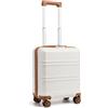 KONO Valigia Trolley Bagaglio a Mano easyJet 45x36x20 (16, Crema/Marrone) | Valigia easyJet da 28 L in ABS+PC con 4 ruote doppie girevoli e lucchetto a combinazione, ideale per viaggi brevi.