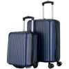 R.Leone Valigia 55x35x25 + 40X30X20cm Trolley Bagaglio a Mano 2 Ruota in ABS Wizzair Vueling Air Asia Air France ita airways KLM 318 (Blu, Valigia 55x35x25 + 40X30X20cm)
