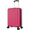 R.Leone Valigia 55x35x25 cm Trolley Bagaglio a Mano 2 Ruota in ABS Air Asia Air France ita airways KLM 318 (Fucsia, Valigia 55x35x25 cm)