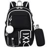 Byitin Nero Zaino Scuola Elementare Bambina Impermeabile, con Astuccio | Ergonomico Zaini per Bambini dalla Prima alla Quinta Elementari, Leggero Zainetto Ragazza per Scuola, 2 Pezzi