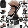 Doraystar Passeggino 3 in 1 Trio con Due Modalità di Spinta Reversibile, Passeggino Neonati con Design Pieghevole in Un Clic, Trio Neonato con Grande Nacelle Comoda (V10 Khaki)