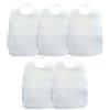 Easy Dort Set di 5 bavaglini impermeabili, 30 x 40 cm, 100% spugna di cotone, chiusura con fibbia, bianco tinta unita