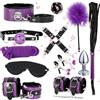 WreGmgg Set Di Allenamento Multifunzionale Di 12 Pezzi In Pelle, Bastone Di Piuma, Corda Di Nylon, Maschera Occhio Sonno, Set Portatile Della Camera Da Letto - Accessori Di Allenamento - D-4 (Viola + Nero)