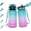 Mulbijeo Borraccia 500ML, Libre de BPA & A Prova di Perdita, Borraccia con Cannuccia, Reutilizables, Cantimplora Motivazionale, Cantimplora Palestra per Scuola, Verde chiaro - Rosa chiaro