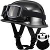 DIRERTYS Tedesco Casco Adulti Caschi Moto Jet Casco Retrò Mezzo con Fibbia Sgancio Rapido Regolabile Retro Open Face Donna Certificato ECE Vintage Street Bike Touring Cruiser