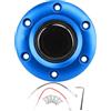 Baxnore Tappo centrale volante Pulsante clacson Materiale ABS premium Coprivolante universale a 6 fori con kit di installazione semplice per accessori auto aftermarket Nardi Vertex (Blu)