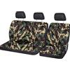 Auto Accessori Lupex - Coprisedili anteriori specifico per furgoni 3 posti universali, set copri sedili anteriori 2+1 doppio e singolo, Made In Italy (Mimetico Verde, Cintura Bassa)
