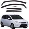 J&J AUTOMOTIVE GP Deflettori d'Aria per Ford C-Max 2003-2010, Set da 4 Pezzi, Antiturbo Antivento Antipioggia, Anteriore Nero Fumé Oscurato