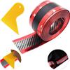 CTRICALVER 3M*5cm Striscia di Soglia Auto, Protezione della soglia della portiera dell'auto, PVC, Autoadesiva, Antigraffio Che, Protezione Paraurti Auto (Bicolore Rosso)+ raschietto giallo