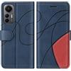 KKEIKO Cover Compatibile con Xiaomi Mi 12 Lite, Custodia in PU Pelle per Xiaomi Mi 12 Lite, Portafoglio Cover a Libro con Slot per Carte, Blu