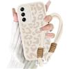 Xylota Cover con Cordino per Samsung Galaxy A55 5G, Estivi Aesthetic Leopardata Disegni Ragazze Custodia con Corda Bracciale Laccio Laccetto, Sottile Silicone TPU Antiurto Case per Samsung A55, Beige