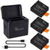 Vemico Action Cam Batteria Caricabatterie Kit 3x 1350mAh PG1050 Batteries