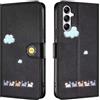 Rnrieyta Miagon per Samsung Galaxy S24 FE Cover,Custodia Cartone Nuvola Gatto Carino Portafoglio a Libro in PU Pelle Flip Cover con Porta Carte Chiusura Magnetica Case,Nero
