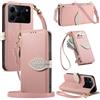 LIAOCY A Tracolla Custodia per Doogee Note 56 / Note 56 Plus/Note 56 Pro, Flip Cover con Portafoglio e Cerniera in Pelle PU[Fibbia Magnetica a Foglia], Anticaduta con Supporto, Pink.
