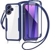 FERLAN Cover per Redmi Note 13 Pro Plus 5G con Cordino, 360 Gradi Antiurto Custodia con Protezione Schermo Integrata Trasparente Rugged TPU Bumper Doppia Protettiva Cover per Redmi Note 13 Pro Plus 5G-Blu