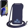 WenBaby Cover Compatible con Samsung Galaxy Note 9,Cellulare Girocollo Custodia con Cordino TPU Corda Silicone Case Bumper per Samsung Galaxy Note 9 Custodia, Blu navy
