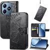 JIUNINE Cover per Realme C63 / Realme C61, Custodia Interno TPU Antiurto Portafoglio con Disegni di Farfalla [Carta Fessura] [Supporto Stand] Cover Libro in PU Pelle per Realme C63, Nero