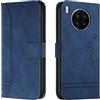 Bravoday Cover per Honor 50 Lite/Honor X20, Flip Custodia in Pelle PU Portafoglio Custodia per Honor 50 Lite/Honor X20, con Slot per Schede, Blu