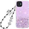 Rnrieyta Miagon Brillantini Cover per iPhone 12 Mini,Bling Glitter Stelle Custodia Case Paraurti Trasparente con Perla Cuore Farfalla Anti-Smarrimento Cordino Fascino