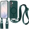 Jrkvniv Cover per Samsung Galaxy S26 con Cordino, Custodia con Regolabile Laccio Collana Tracolla, Ultra Sottile Silicone Antiurto AntiGraffio Protettiva Case per Samsung Galaxy S26, Verde