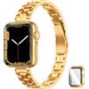 CSJCUBIC Cinturino compatibile con Apple Watch Cinturino 10 9 8 7 6 5 4 3 2 1 Serie SE per le donne, cinturino di ricambio sottile e in acciaio inox per iWatch