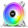 EZDIY-FAB White Moonlight - Ventilatore per alloggiamento bianco Moonlight 120 mm RGB PWM con mozzo ventola RGB PWM, sincronizzazione scheda madre 5 V, ventola computer ARGB-1Pack