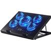 Kootek Pad di raffreddamento per computer portatile da 12 a 17 pollici Cooler Pad Chill Mat 5 ventilatori silenziosi LED luci e 2 porte USB 2.0 supporti regolabili per laptop angolo di altezza, blu