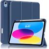 MoKo Custodia Sottile per iPad A16 11, iPad 11a/10a Gen, Blu Marino | Con Soporte de Lápiz, Per iPad 2025/2022 Modello, Cubierta Trasera Rígida de PC, Trifold, Auto Sveglia/Sonno