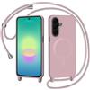AOMYKE Magnetica Cover per Samsung Galaxy A27 con Cordino, [Compatibile con MagSafe] Custodia con Laccio Collana Tracolla Collo Liquido Silicone Antiurto TPU Antiurto Case - Rosa