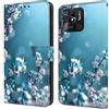 Rnrieyta Miagon Custodia Cover Case per Xiaomi Redmi 10C,Creativo Modello Pelle Portafoglio Libro Cuoio Flip Case con Porta Carte Magnetica Supporto,Blu Fiore