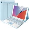 SOPPY Custodia con Tastiera per iPad con Touchpad, Tastiera Inglese Bluetooth per iPad 10.2 9a Generazione/8a Gene/7a Gene, iPad Air 3, iPad Pro 10.5 2017, Tastiera Staccabile - Azzurro
