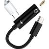 WASRUYI Adattatore da USB C a 3,5 mm per cuffie iPhone15 (2 in1) per Apple iPad compatibile con Samsung 60 W jack di tipo C audio caricabatterie splitter convertitore di ricarica per auto cavo AUX auricolare