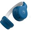 Motorola Sound Moto JR300 - Cuffie Bluetooth per bambini, con limitazione volume e splitter audio, colore: Blu/Grigio