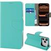 N NEWTOP Cover Compatibile con iPhone 17 PRO, HQ Lateral Custodia Libro Flip Chiusura Magnetica Portafoglio Simil Pelle Stand Protezione Completa Case TPU Anti Urto Guscio Base Porta (Turchese)