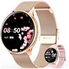 Loekneue Smartwatch Donna con Chiamate 1,39'' Orologio Touchscreen HD /SpO2/Ciclo Mestruale/Monitoraggio del Sonno/IP67Impermeabile/Fitness Pedometro/iOS Android Oro Rosa