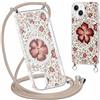 ZhuoFan Magnetica Custodia per iPhone 14/iPhone 13 6,1 con Cordino, Trasparente Case Aesthetic Estivi Modello Leopardata Disegni Cover Compatibile con MagSafe Protezione Collana Femmina, 02