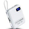 MOJOGEAR Mini GO 10.000 mAh - Power Bank compatto con cavi integrati - 22,5 W Fast Charge - Display digitale - per smartphone e tablet - Bianco