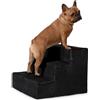 Velora Home&Living VELORA H&L Scala per Cani 3 Gradini Nero - Struttura in Legno Robusta, Rivestimento in Velluto, Scaletta Antiscivolo per Cani e Gatti, Accesso a Divano e Letto, Portata fino a 80 kg