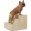 Velora Home&Living VELORA H&L Scala per Cani 3 Gradini Beige - Struttura in Legno Robusta, Rivestimento in Velluto, Scaletta Antiscivolo per Cani e Gatti, Accesso a Divano e Letto, Portata fino a 80 kg