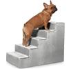 Velora Home&Living VELORA H&L Scala per Cani 5 Gradini Argento - Struttura in Legno Robusta, Rivestimento in Velluto, Scaletta Antiscivolo per Cani e Gatti, Accesso a Divano e Letto, Portata fino a 80 kg