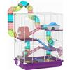 PawHut Gabbia per Criceti a 5 Livelli con Tubi, Ruota 46x30x58 cm Viola